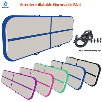 надувной гимнастический батут 6x1x0,2 м, Гимнастический коврик для акробатики AirTrack, гимнастический напольный матрас для тренировок / черлидинга/пляжа