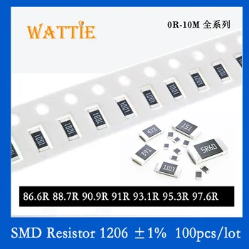 SMD резистор 1206 1% 86,6R 88,7R 90,9R 91R 93,1R 95,3R 97,6R 100 шт./лот микросхемные резисторы 1/4 Вт 3,2 мм*1,6 мм