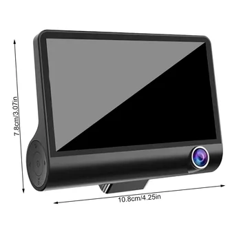 4,0-дюймовый ЖК-экран HD Dash Cam с 3-объективными широкоугольными камерами ночного видения, Детектором движения