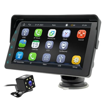 7-Дюймовый Автомобильный Радиоприемник, совместимый с Bluetooth, Беспроводной Carplay Android Auto, Автомобильный MP5-Плеер Mirrorlink, Встроенный Динамик, Сенсорный Экран, WiFi