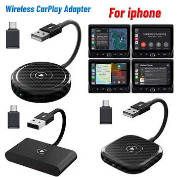 Беспроводной адаптер CarPlay для iPhone 2,4 ГГц 5 ГГц, самый быстрый автоматический ключ CarPlay, подключаемый к беспроводной сети с преобразователем USB C для IOS