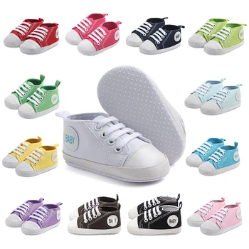 Классические кроссовки для новорожденных, детская парусиновая обувь, спортивная детская обувь для мальчиков и девочек, первые ходунки на мягкой подошве, противоскользящие предварительные ходунки для младенцев, малышей