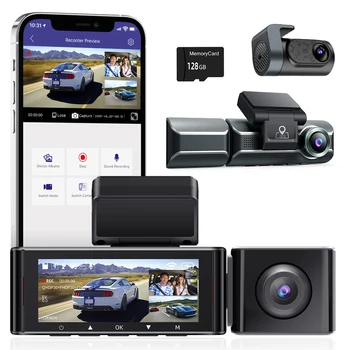 Обновление Видеорегистратора для автомобиля Dash Cam 4K 5,8 ГГц WiFi 3 Камеры Спереди/В салоне/Сзади GPS Монитор Парковки Ночного Видения 64/128 ГБ 4K + 1080P + 1080P