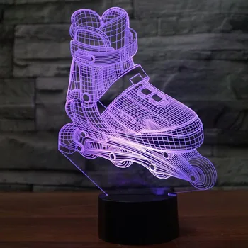 Роликовые коньки Светодиодный 3D ночник Обувь Настольная 3d лампа Luminaria Led Kids Декоративное освещение детской комнаты Отличный подарок