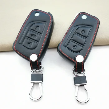 Кожаный чехол для ключей от автомобиля Toyota Hilux Corolla Avensis Prado Fortuner RAV4 CHR, защитный чехол для ключей, кожаная сумка, Аксессуары