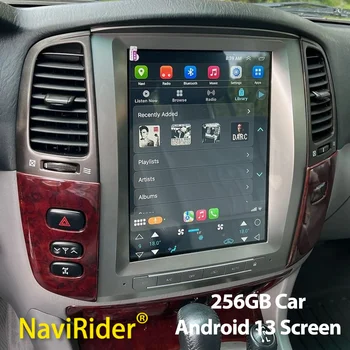 12,1-дюймовый экран автомобильного радиоприемника емкостью 256 ГБ GPS для Toyota Land Cruiser 100 Sahara Android 13 2005 2006 2004 Мультимедийный видеоплеер lc100