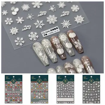 Рождественские наклейки для ногтей с рисунком снежинок, Кролик, Мультфильм, Лось, Рождественские наклейки для ногтей, Снеговик, Амулеты для ногтей своими руками, Маникюрный салон
