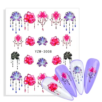2023 Новый Стиль 3D Наклейки для ногтей Ожерелье Цветочные Зеленые Листья Ветви Цветок Розы Наклейка для переноса воды DIY Украшение для ногтей