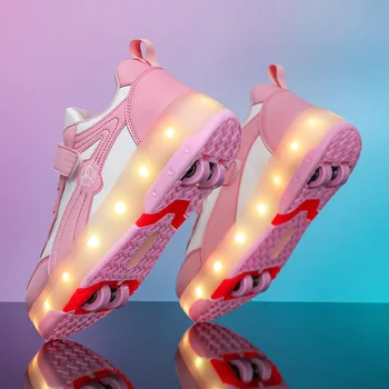 28-42 евро, Розовая Детская обувь для роликовых коньков, детские кроссовки с четырьмя колесами для мальчиков и девочек 2023 года, повседневная обувь для взрослых мальчиков