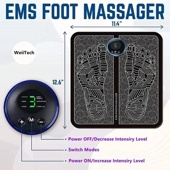 Портативный складной массажный коврик с USB-зарядкой, Электрический EMS-массажер для ног, Электрическая стимуляция мышц, Массажер для ног