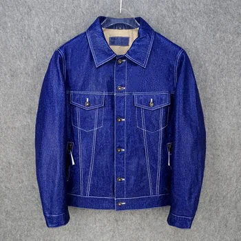Ультрамягкая текстура денима, верхний слой из овчины 506, Улучшенная джинсовая куртка в стиле ретро, Кожаная Кожаная мужская модель