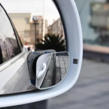 360 Боковое Зеркало для Слепых Зон, Самоклеящееся Автомобильное Зеркало HD Выпуклое, 2ШТ, Безрамное Вспомогательное зеркало для Слепых Зон, Автомобильное Выпуклое зеркало