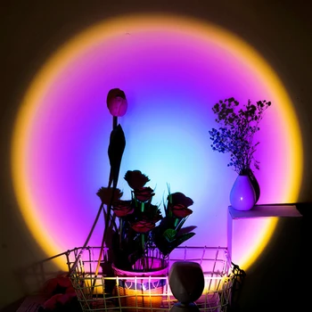 Светодиодная проекционная лампа Sunset Ночник Rainbow Atmosphere Sunset Light Домашняя кофейня Фон Декор стен Настольная лампа Tiktok
