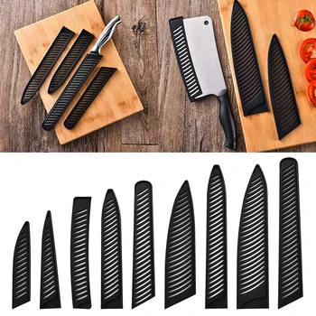 Ножны для кухонных ножей, черные пластиковые чехлы для ножей, Защитная крышка для лезвий, Защита краев, чехол, кухонные принадлежности