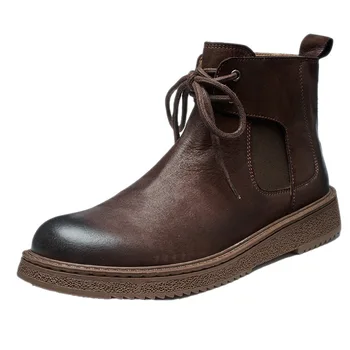 Винтажные мужские ботинки Челси в британском стиле из натуральной кожи роскошного качества, удобная дизайнерская мужская новая деловая замшевая обувь, ботинки
