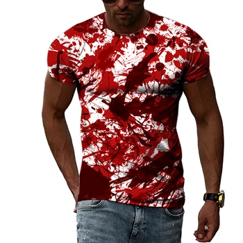 Ужасная кровавая летняя мужская футболка с 3D-принтом, модный тренд, хип-хоп, забавная альтернатива, ретро, большие размеры, высокое качество