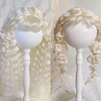 Кукольные парики для Blythe Qbaby из мохера кремово-белые рулоны 9-10-дюймовых головных уборов
