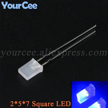 50шт квадратных светодиодных ламп 2*5*7 мм с туманно-синим диодным светом 2x5x7 мм диодов