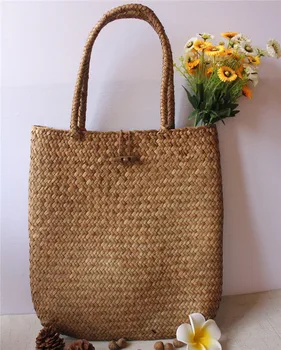 Модная женская летняя соломенная большая сумка-тоут, пляжная повседневная сумка через плечо, сумка ручной работы, корзина для хранения, хозяйственная сумка