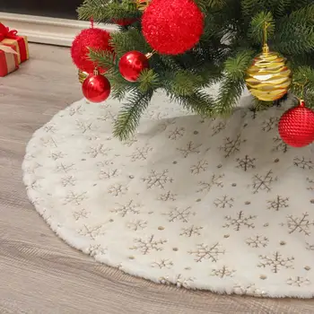 Элегантная юбка для рождественской елки в виде белой снежинки, юбка для рождественской елки в виде сверкающей снежинки, зимние украшения своими руками из тонкого плюша