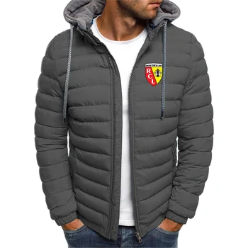 Новая куртка с принтом Euro Club Rc Lens, мужская верхняя одежда с длинным рукавом, теплые пальто, Толстая парка с подкладкой, Приталенная ветровка