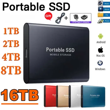 Портативный SSD-Накопитель 1 ТБ Высокоскоростной Мобильный Твердотельный Накопитель 500 ГБ Внешнего хранилища с Интерфейсом Type-C USB 3.1 для Ноутбука / ПК / Mac