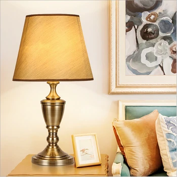 Американский гостиничный проект, светодиодная настольная лампа, лампа для спальни, прикроватный столик, скандинавский современный винтажный тканевый абажур, светильники для домашнего декора