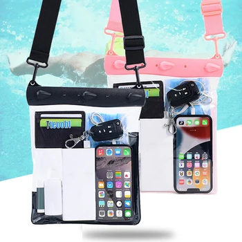 Водонепроницаемая сумка для телефона с сенсорным экраном для дайвинга, дрейфа, плавания, аквапарка, горячих источников, пляжа, сумки через плечо, большой размер