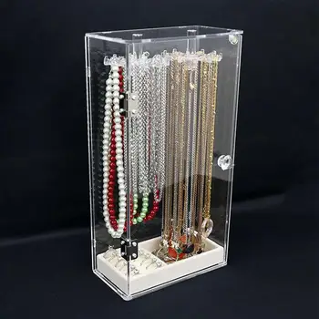 Акриловая прозрачная коробка для ожерелья, стеллаж для хранения ювелирных изделий, держатель для сережек с магнитной застежкой, дверной органайзер для ожерелья