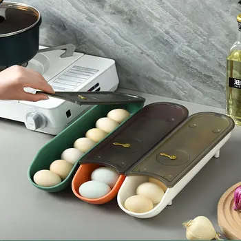 Прокатывающийся однорядный ящик для хранения яиц В домашнем холодильнике Коробка для яиц Многослойная подставка для яиц Бытовая коробка для яиц для свежих яиц