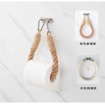 Креативный держатель для рулона бумаги с пеньковой веревкой, пробивающий унитаз, для хранения туалетной бумаги