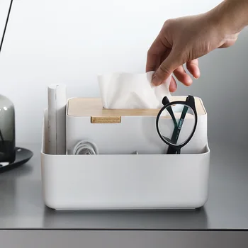 Настольный ящик для бумаги, журнальный столик в креативном стиле, ящик для хранения пульта дистанционного управления, Многофункциональная коробка для салфеток с деревянной крышкой