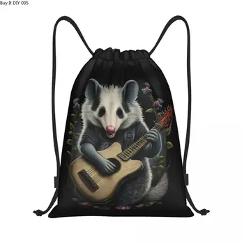 Opossum Live Laugh Love With Guitar Рюкзак на шнурке, спортивная сумка для мужчин и женщин, Сумка для покупок