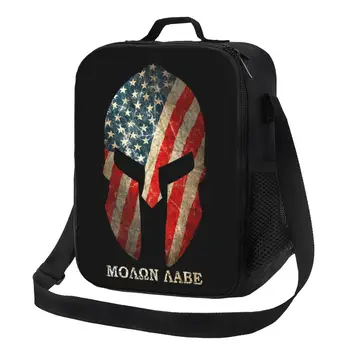 Американская Спартанская сумка для ланча Molon Labe Sparta с изоляцией для кемпинга, путешествий, Многоразовый кулер, термобокс для Бенто, женщины, дети
