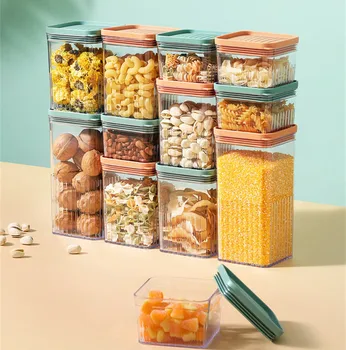 Креативная квадратная банка из пищевого пластика, которую можно укладывать в штабель, Еда, закуски, Ящик для хранения фруктов, Резервуар для хранения