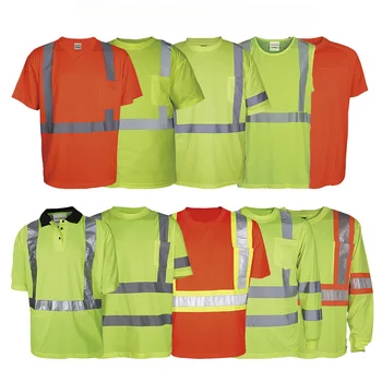 Светоотражающая защитная футболка с коротким рукавом, футболка для дорожных работ с высокой видимостью, светоотражающий жилет Hi Vis Workwear