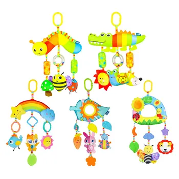 Подвесные плюшевые игрушки для кроватки, Красочный колокольчик, мягкие детские сенсорные погремушки с прорезывателем, детское автокресло, коляска, игрушки для малыша Rainbow