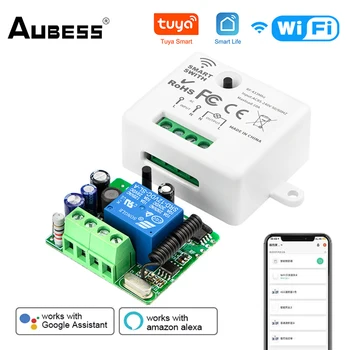 Aubess 10A Smart Switch RF/RF433 + WiFi Модуль Интеллектуальных Переключателей с Двойным Управлением Устройство включения-выключения Tuya Single Wire Intelligent Switch