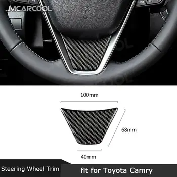Накладка на рулевое колесо автомобиля, рамка, панель, Наклейка для Toyota Camry 2018 2019, Аксессуары для интерьера из углеродного волокна