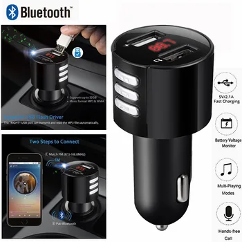 Автомобильный FM-передатчик, совместимый с Bluetooth, Автомобильный комплект MP3-модулятора, аудиоприемник громкой связи