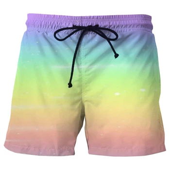 Радужная пляжная одежда с 3D цифровой печатью после летнего дождя, красочные модные повседневные шорты