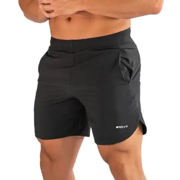 Черные быстросохнущие шорты Для мужчин, спортивные бермуды для бодибилдинга, для занятий в тренажерном зале, для бега, для тренировок, Спортивная одежда, Мужские пляжные плавательные штаны