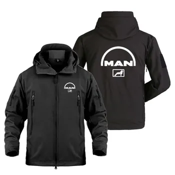 Водонепроницаемые куртки SoftShell для мужчин, флисовые теплые куртки MAN Truck с множеством карманов, уличные куртки SoftShell Man в стиле милитари