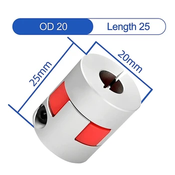 Гибкая муфта вала Муфта вала D20XL25 от 5 мм до 8 мм для 3D принтера станка с ЧПУ и шагового двигателя с сервоприводом 2 шт.