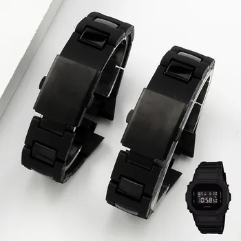 Пластиковый Стальной Ремешок для Часов Casio G-SHOCK DW-5600 DW6900 DW9600 GW-M5610 Мужской Ремешок Для Часов 16 мм, Высококачественный Черный Браслет