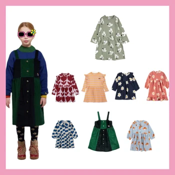 Детское платье 2023, осень-зима, платья для девочек StRafina BC, Ins, Детское праздничное платье принцессы с цветочным рисунком, детская одежда