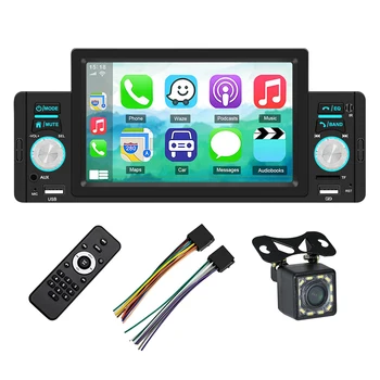 5-Дюймовый Автомобильный Радиоприемник HD CarPlay Android Auto Multimedia Player, Совместимый с Bluetooth, Портативная Автомобильная Стереосистема, Камера заднего Вида, FM-Приемник