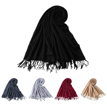 Модные кашемировые шарфы с кисточками для взрослых, теплая холодная зимняя шаль для мужчин и женщин