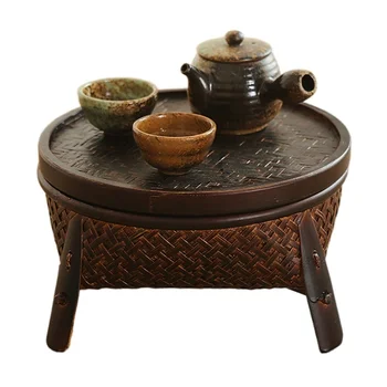 Бамбуковый лоток ручной работы для хранения чая Корзина для китайского набора Kongfu Home Deco Zen Basket Organizer В китайском стиле