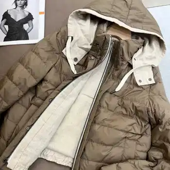 Зимняя пуховая куртка со съемным капюшоном, высококачественная куртка из гусиного пуха, водонепроницаемая повседневная куртка из матового нейлона